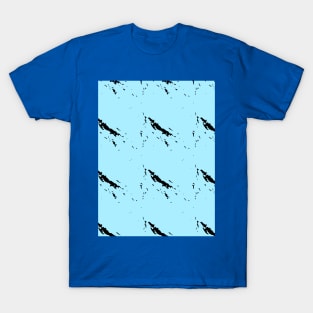 Black waves on a blue background, sea, water T-Shirt